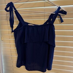 Newbury Kustom Blue Ruffled Tie Front Camisole
